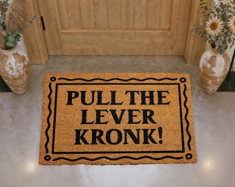 Pull the Lever Kronk Doormat, Funny Welcome Mat, Meme Inspired Entryway Decor, Front Porch Door Mat, Humorous Coir Mat, Natural Fiber Mat