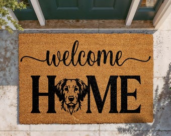 Personalized Dog Doormat, Custom Pet Welcome Mat, Dog Portrait Outdoor Mat, Breed Illustration Door Mat, Housewarming Gift for Dog Lover