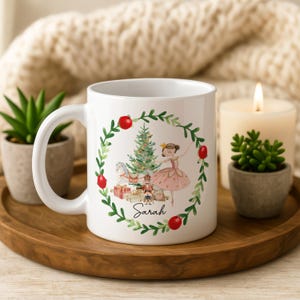 Personalized Ballet Nutcracker Christmas Mug, Custom Ballerina Coffee Cup