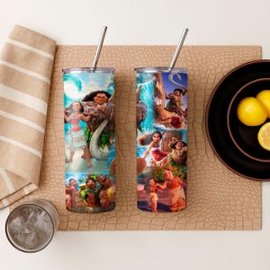 Moana Maui Tumbler Cup, Disney Princess Travel Mug with Straw, Disney Cartoon Coffee Tumbler, Moana Lover Stainless Steel Tumbler