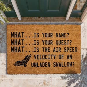 Monty Python Doormat, Geeky Welcome Mat, Natural Coir Outdoor Decor