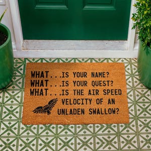 Monty Python Doormat, Geeky Welcome Mat, Natural Coir Outdoor Decor