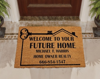 Welcome To Your Future Home Doormat, Custom Realtor Welcome Mat, Personalized Real Estate Door Mat, Realtor Housewarming Gift