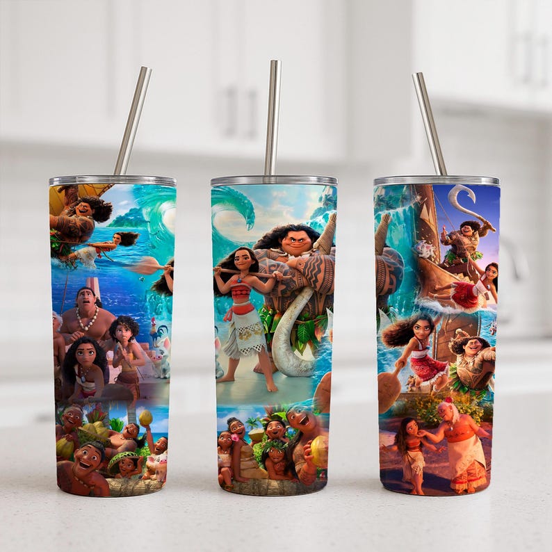 Moana Maui Tumbler Cup, Disney Princess Travel Mug with Straw, Disney Cartoon Coffee Tumbler, Moana Lover Stainless Steel Tumbler