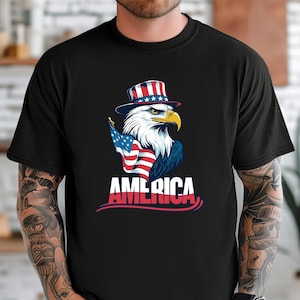 Camiseta con la bandera de Estados Unidos, águila patriótica, 4 de julio, bandera estadounidense, amante de las águilas, regalo para el Día de la Independencia