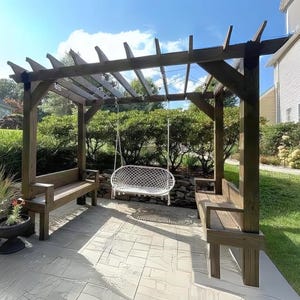 Plattegrond moderne pergola buiten – doe-het-zelf overdekte patio | Houtstructuur pdf | Idee voor ontspanning en tuinretraite