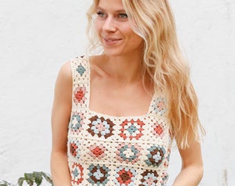 Woodstock Weekend crochet pattern – Boho Granny Square top PDF | Mother’s Day gift idea | Sizes S-XXXL | Instant download - Easetr Day Gift