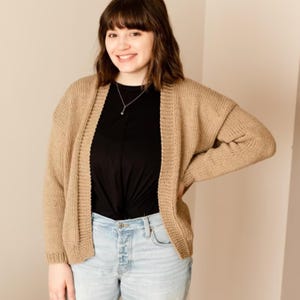 Beginner Cardigan Knitting Pattern PDF, Easy Knit Sweater Pattern for Women, Simple DIY Cardigan Tutorial, Instant Download, Mother Day Gift