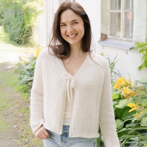 Delicate Dance Cardigan PDF Pattern – Knitted Raglan Jacket, V-Neck, I-Cord | Mother&#39;s Day Gift Idea | Sizes S-XXXL | Instant Download