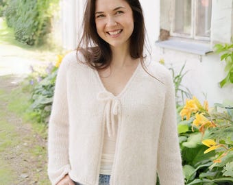 Delicate Dance Cardigan PDF Pattern – Knitted Raglan Jacket, V-Neck, I-Cord | Mother&#39;s Day Gift Idea | Sizes S-XXXL | Instant Download