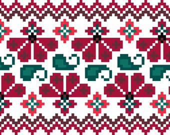 Floral Cross-Stitch Pattern: Henna-Inspired Embroidery (Digital Download)