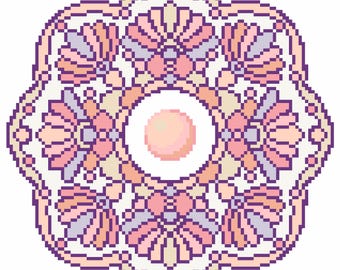 Motif de point de croix mandala avec pierre de naissance et perles de juin | Mandala inspiré des perles | Modèle de point de croix PDF | Cadeau d'anniversaire de juin