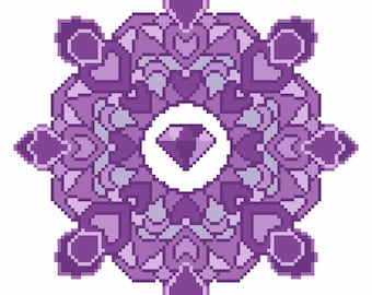 February Amethyst Mandala | Birthstone Mandala Series | Cross Stitch Pattern PDF
