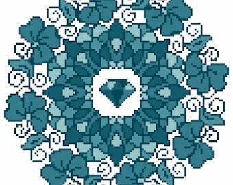 March Aquamarine Mandala | Birthstone Mandala Cross Stitch Pattern | Modern Mandala PDF | Instant Download