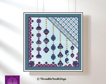 Elemental Mehendi – Aria 01 | Henna Inspired Cross Stitch Pattern | PDF Instant Download