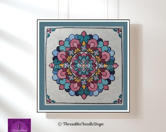 Festive Mandala – Christmas Cross Stitch Pattern | Complete Mandala Design | PDF Instant Download
