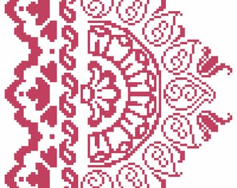 Henna Blooms Cross-Stitch Pattern: Indian Embroidery (Digital Download)