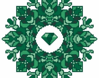 Mandala émeraude de mai | Série de mandalas avec pierre de naissance | Modèle de point de croix PDF