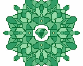 Modèle de point de croix Mandala Péridot d'août | Série Mandala Pierre de Naissance | Mandala moderne PDF | Téléchargement numérique instantané