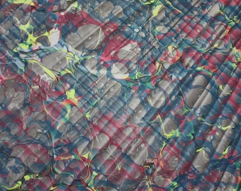 Handmade Blue Pink Marble Paper - Argentinian Double-Printed Design