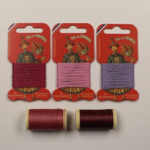 Pink Waxed Linen Thread | The best Thread for Bookbinding, Leatherwork | Fil au Chinois No40 (0.43mm) | Colours: 600, 470 - 190, 200, 497