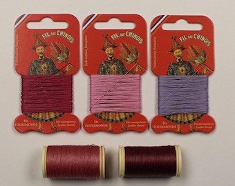 Pink Waxed Linen Thread | Fil au Chinois, Leatherwork, Bookbinding (0.43mm)