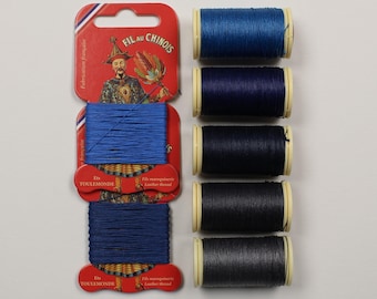 Blue Waxed Linen Thread, Fil au Chinois Blue, Bookbinding & Leatherwork