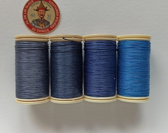 Blue Waxed Linen Thread | The best Thread for Bookbinding and Leatherwork | Fil au Chinois No40 (30m & 0.43mm) | Colours: 735, 678, 650, 174