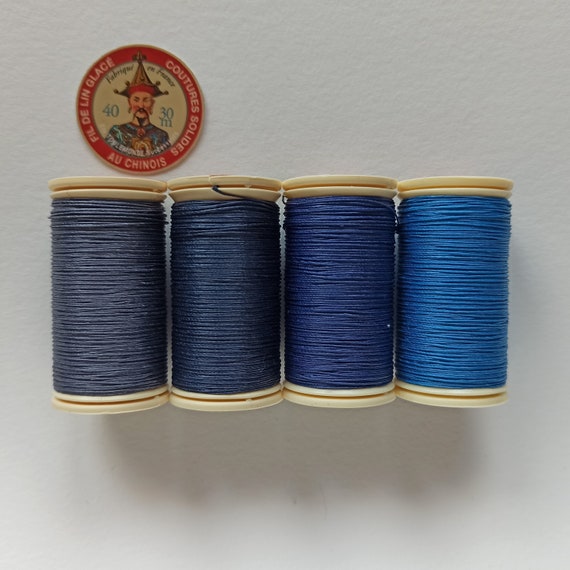 Blue Waxed Linen Thread the Best Thread for Bookbinding and Leatherwork Fil  Au Chinois No40 30m & 0.43mm Colours: 735, 678, 650, 174 