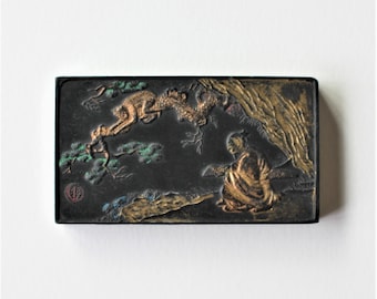 Antique Chinese Ink Stick – Monkey Zodiac, Calligraphy Ink (1880-1920)