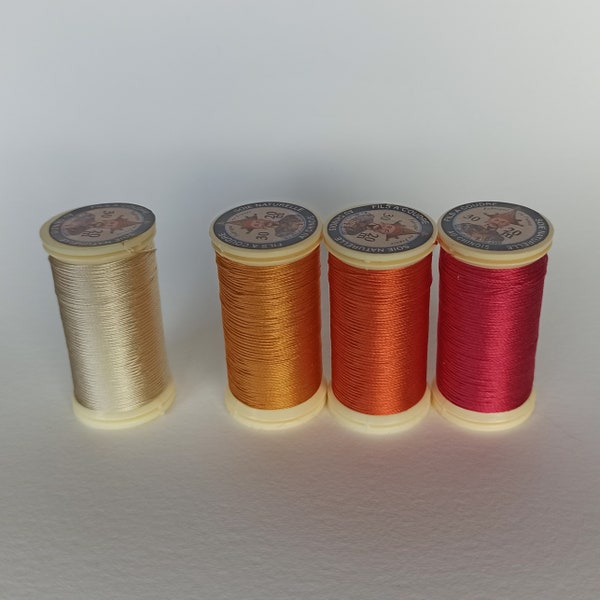 Orange - Read Silk Thread for Endband, 100% Natural Silk | Bookbinding Thread | Fils au Coudre Soie Naturelle No30, 20m | 505, 419, 128, 571