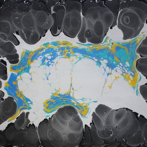 Unique Artwork Marble Paper | Black Handmade Marble Paper by Gonzalo Gianotti