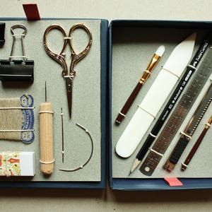 Bookbinding kit in a box, Bookbinding Tool Set, DIY Bookbinding, Basic bookbinding tool, DIY Book kit, Bindinging toolkit, Notebook Kit image 2