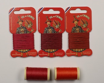 Red Waxed Linen Thread | Fil au Chinois, Bookbinding, Leatherwork (0.43mm)