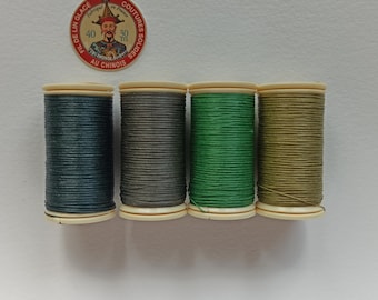 Green Waxed Linen Thread | The best Thread for Bookbinding, Leatherwork | Fil au Chinois No40 (30m & 0.43mm) | Colours: 848, 866, 493, 894