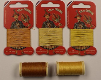 Yellow Waxed Linen Thread | Fil au Chinois, Bookbinding, Leatherwork (0.43mm)