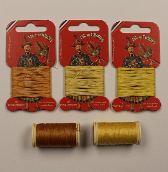 Yellow Waxed Linen Thread | Fil au Chinois, Bookbinding, Leatherwork (0.43mm)