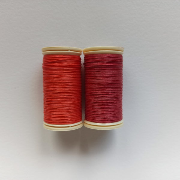 Red Waxed Linen Thread | The best Thread for Bookbinding, Leatherwork | Fil au Chinois No40 (30m & 0.43mm) | Colours: 525, 380