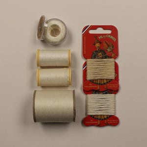 White Waxed Linen Thread | Thread for Bookbinding / Leatherwork | Fil au Chinois No40 (30m/50m/350m & 0.43mm) | Colours: 100, 308 + 105, 571