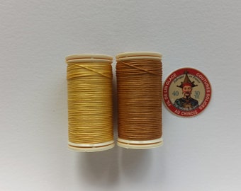 Fil de lin ciré jaune | Le meilleur fil pour la reliure et le travail du cuir | Fil Au Chinois No 40 (30 m & 0,43 mm) | Couleurs : 363, 405