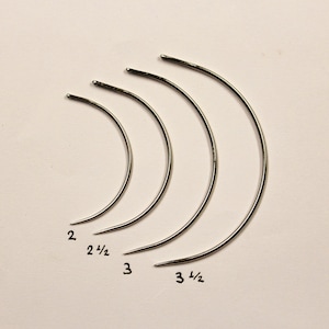 Kit di aghi per legatoria - 6 pezzi (3 1/2&quot;, 3&quot;, 2 1/2&quot;, 2&quot;), aghi curvi e dritti con cruna grande, aghi per arazzi e pelle