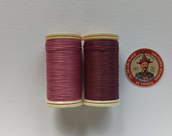 Pink Waxed Linen Thread | The best Thread for Bookbinding, Leatherwork | Fil au Chinois No40 (30m & 0.43mm) | Colours: 600, 470