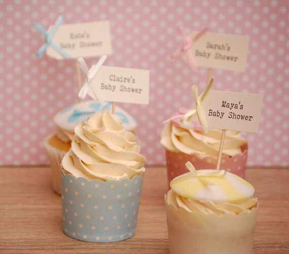 personalised baby shower cupcake toppers
