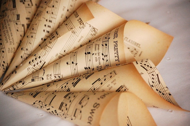 Vintage Music Sheet Confetti Cones Set of 8 Etsy