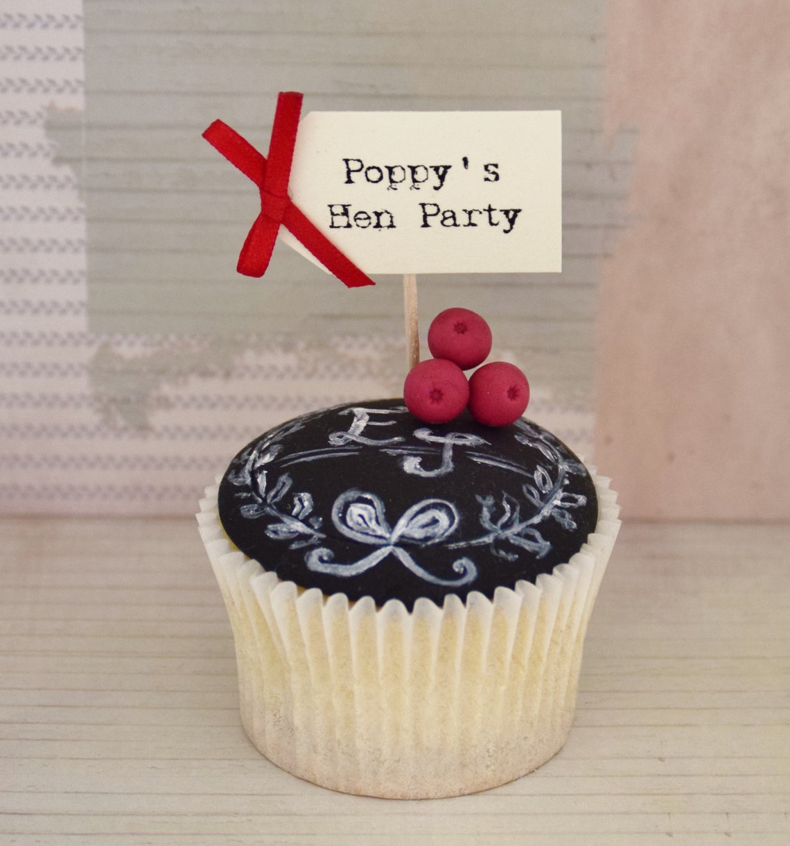 Set of 10 Hen Party Personalised Cupcake Toppers Ivory With Etsy