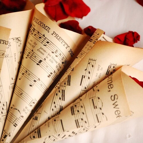 Vintage Music Sheet Confetti Cones Set of 8 Etsy