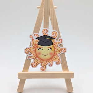 Blushing Sun as Graduate Student sticker Sun Sticker Sun art gift Cute Sun Kawaii Sun Graduation Gift Idea Smiling Sun Happy Sun Whimsical