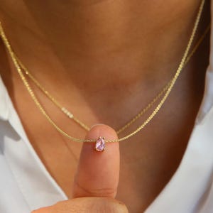 Tropfen Birthstone Halskette, Benutzerdefinierte Birthstone Halskette, Teardrop Edelstein Halskette, Zierliche benutzerdefinierte Edelstein Halskette, Edelstein Saphir Halskette,