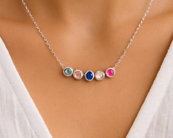 Personalized Birthstone Charms,Family Birthstone Necklace,Birthstone Jewelry,Birthstone Gift,Dainty Necklace,Dainty Birthstone Pendant,