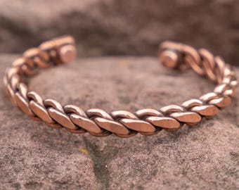 Twist Pure Copper Magnetic Bracelet Energy Cuff Bangle Copper Magnetic Bracelet Bangle For Her/him Wire Adjustable copper Bracelet Gift